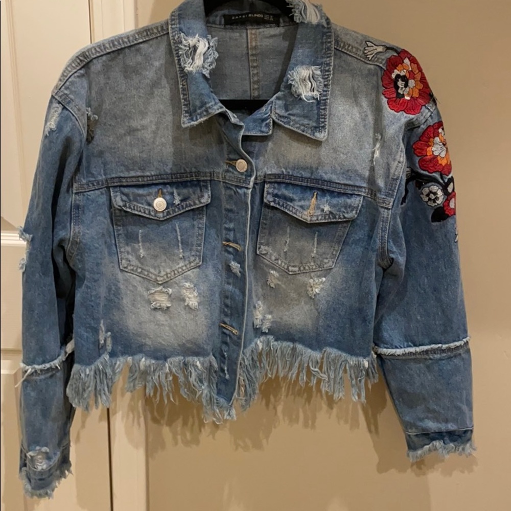 Embroidered jean short Zafsi Bling jacket